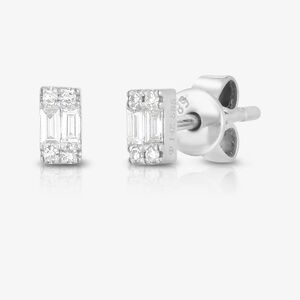 Pair (2) Ring Concierge Mini Emerald Illusion Natural Diamond Stud Earrings